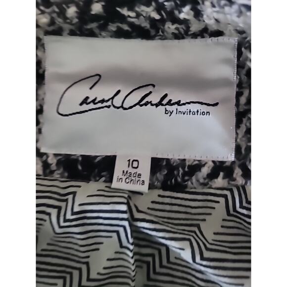 Carol Anderson by Invitation Blazer Jacket Sz 10 Black White Plaid Tweed Fringe - Picture 9 of 16